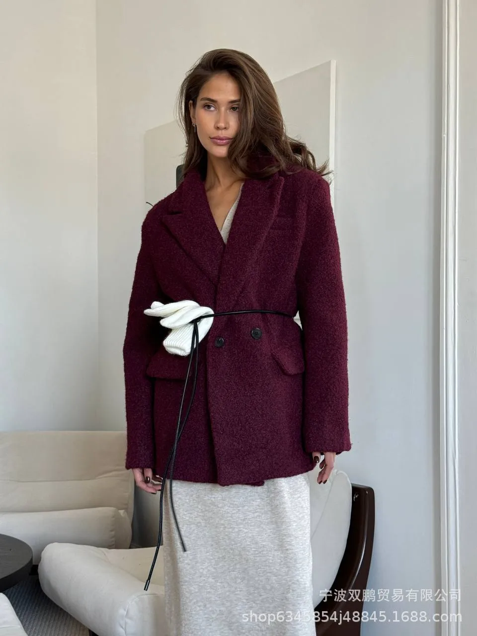Elegant Long Sweater Dress European Style Casual Fashion Autumn Winter Women's Plus Size Scissors Collar Versatile Casual Wear display picture 14