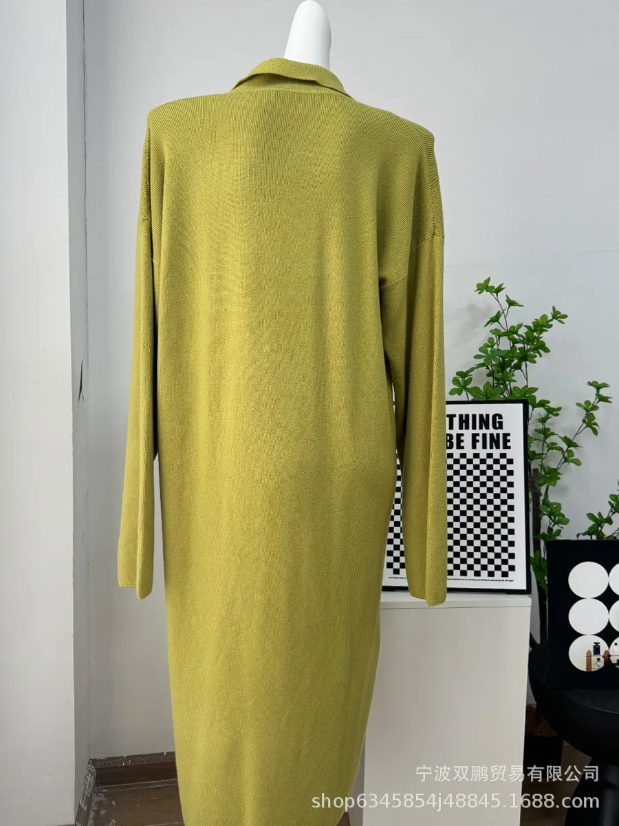 Elegant Long Sweater Dress European Style Casual Fashion Autumn Winter Women's Plus Size Scissors Collar Versatile Casual Wear display picture 22