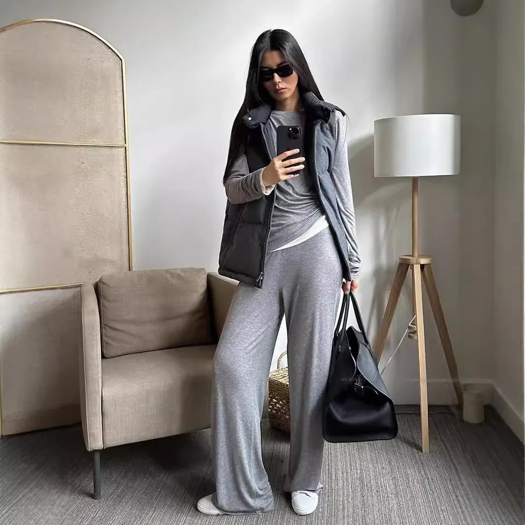 Fashionable Long Open Cardigan Short Skirt Set Women's Strap Vest Three-piece Casual Streetwear Loose Fit Modal Fabric display picture 23