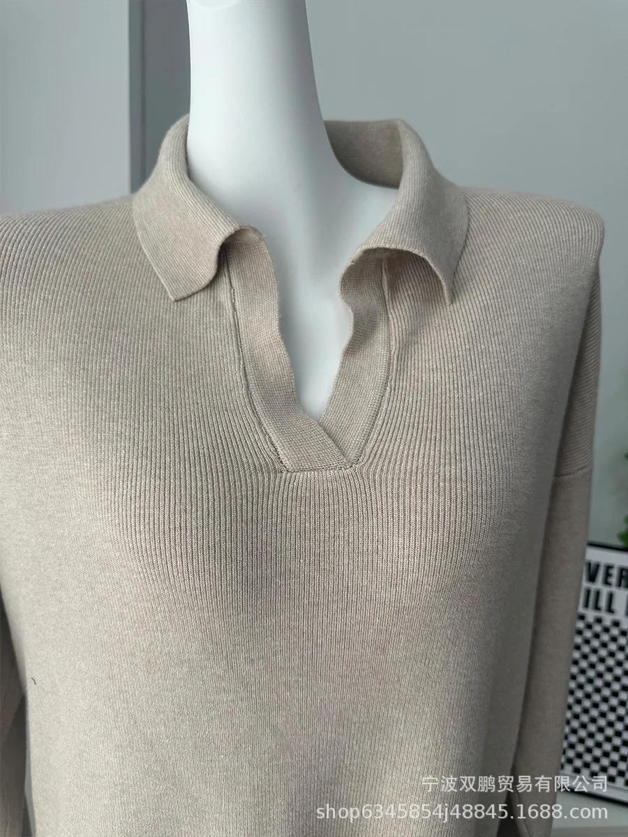 Elegant Long Sweater Dress European Style Casual Fashion Autumn Winter Women's Plus Size Scissors Collar Versatile Casual Wear display picture 28