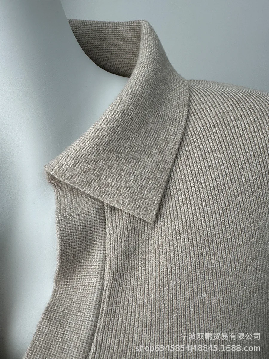 Elegant Long Sweater Dress European Style Casual Fashion Autumn Winter Women's Plus Size Scissors Collar Versatile Casual Wear display picture 29