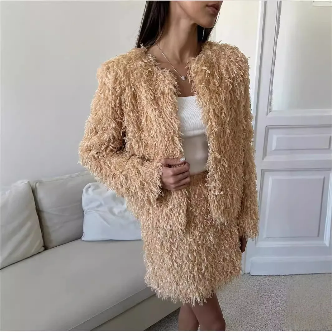 Elegant Tassel Detail Fashion Set Women's Long Sleeve Mini Skirt Casual Outfit New Style Autumn Winter New Arrival display picture 4