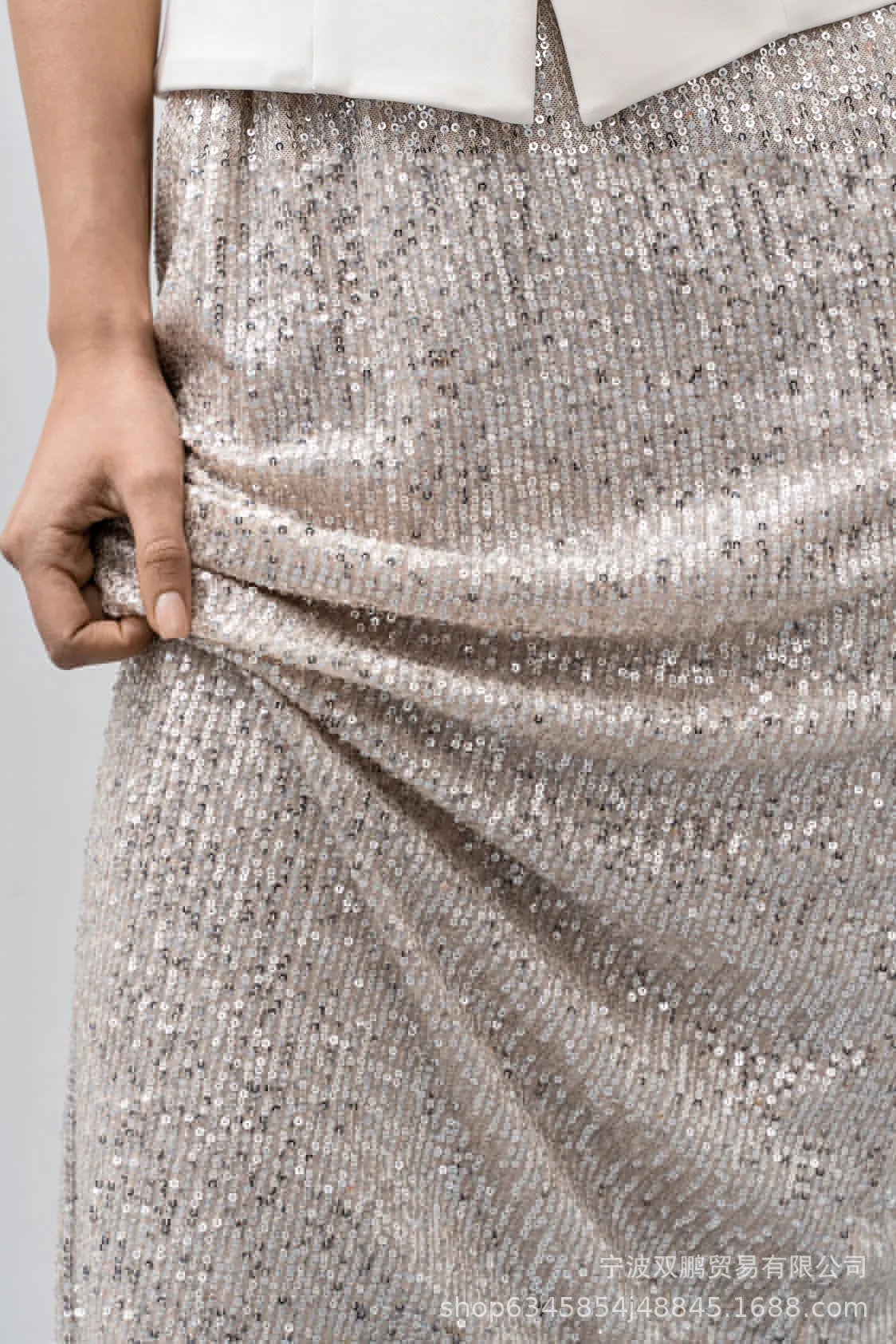 Elegant Sequin Vest And Beaded Long Dress Sexy Versatile Ladies Party Dress Fashion Casual Outfit Solid Color Polyester display picture 7