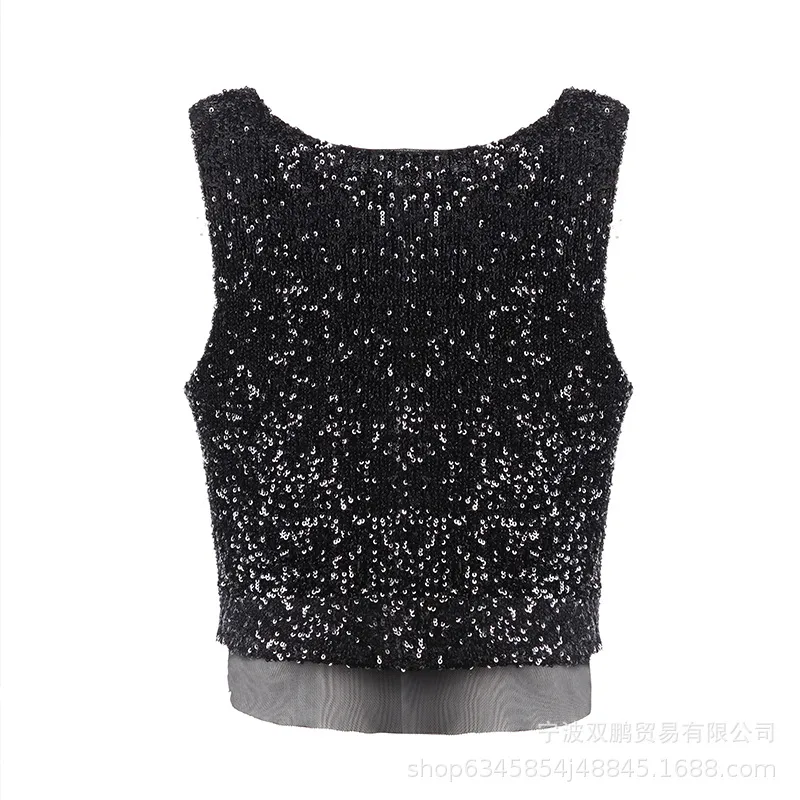 Elegant Sequin Vest And Beaded Long Dress Sexy Versatile Ladies Party Dress Fashion Casual Outfit Solid Color Polyester display picture 16