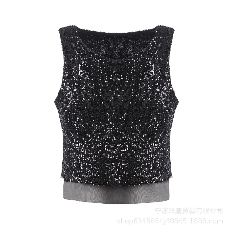 Elegant Sequin Vest And Beaded Long Dress Sexy Versatile Ladies Party Dress Fashion Casual Outfit Solid Color Polyester display picture 17