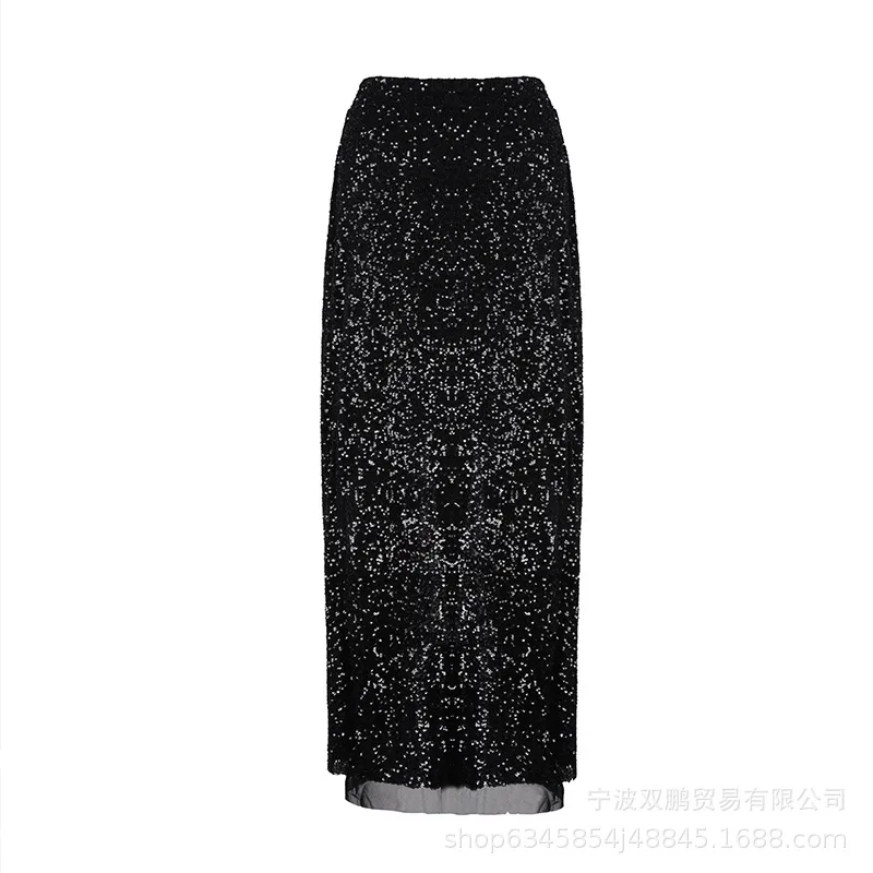Elegant Sequin Vest And Beaded Long Dress Sexy Versatile Ladies Party Dress Fashion Casual Outfit Solid Color Polyester display picture 18