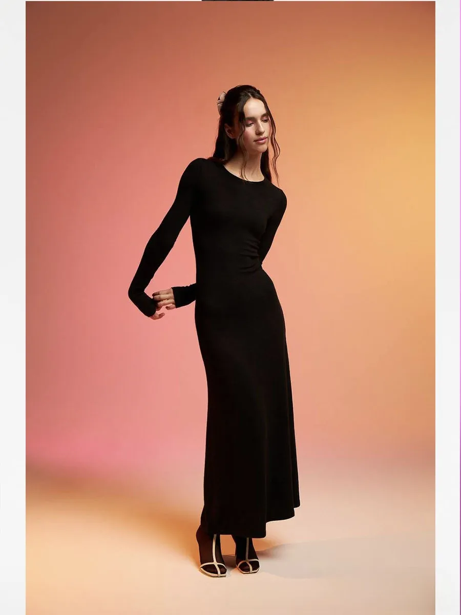 Women's Knitted Hollow Long Dress + Vest Dress Set Soft Knitted Cover Up Casual Long Sleeve Holiday Style Family Gathering Date Tea Party display picture 17