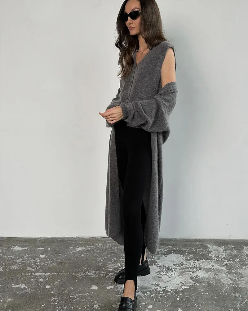 Elegant Style Women's Knitted Long Vest Sweater Casual Fashion Comfortable Breathable Two-Piece Set Spring Autumn New Arrival display picture 6
