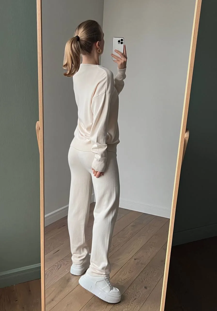Loose Round Neck Sweater Set Women's Autumn Winter New Style Casual Knitted Outfit Comfortable Long Sleeve Pure Color Fashion display picture 6