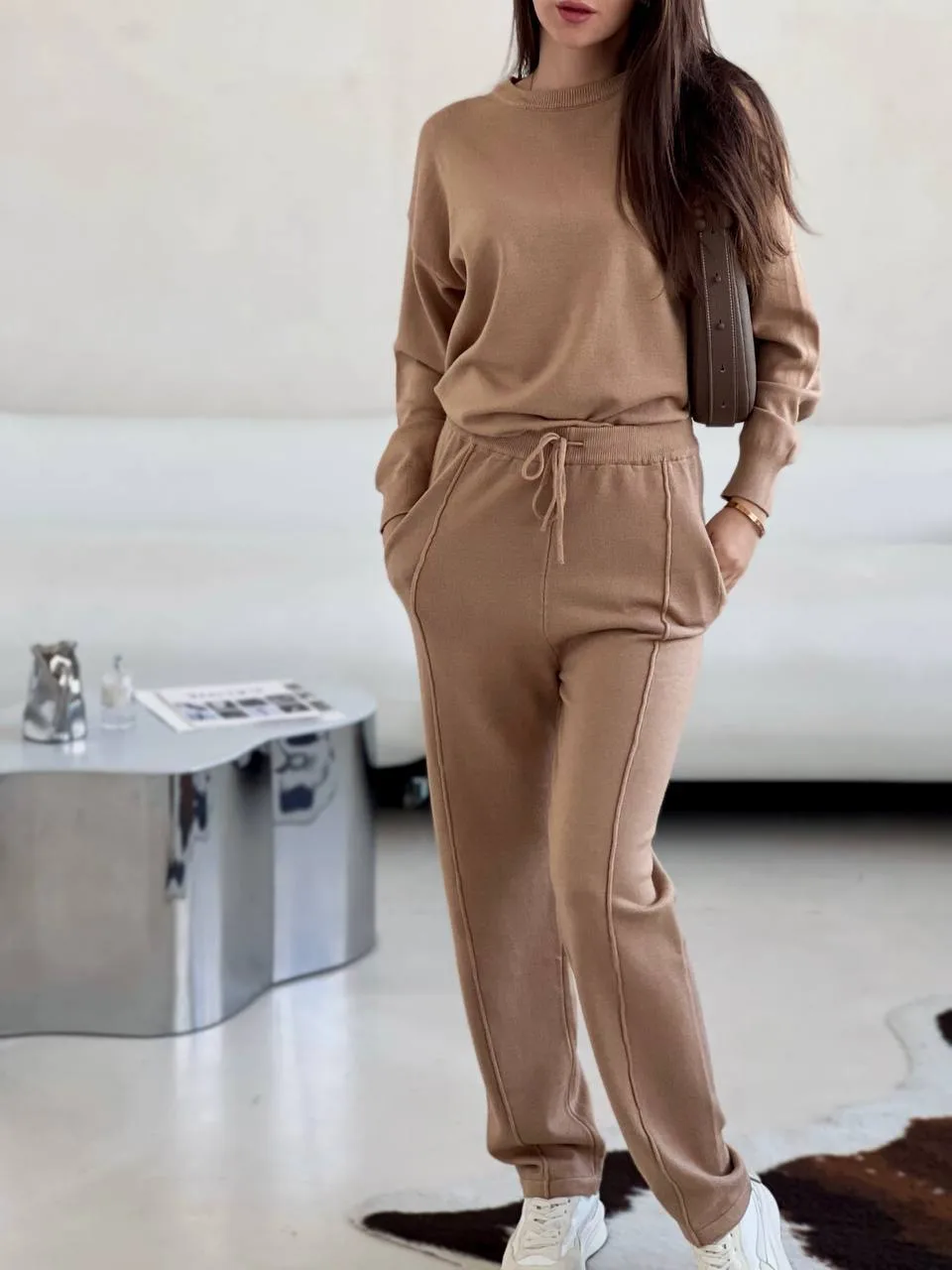 Loose Round Neck Sweater Set Women's Autumn Winter New Style Casual Knitted Outfit Comfortable Long Sleeve Pure Color Fashion display picture 20