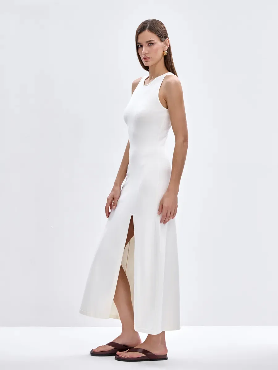 Elegant Long Sleeveless Warm Dress Autumn Winter European Style Fashion Casual High Quality Fabric Comfortable Fit Women's Dress display picture 7