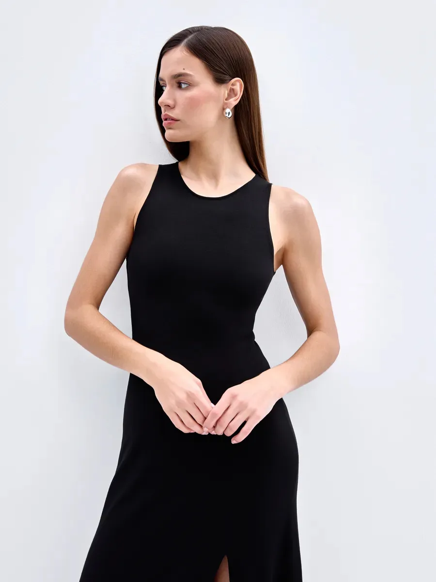 Elegant Long Sleeveless Warm Dress Autumn Winter European Style Fashion Casual High Quality Fabric Comfortable Fit Women's Dress display picture 9