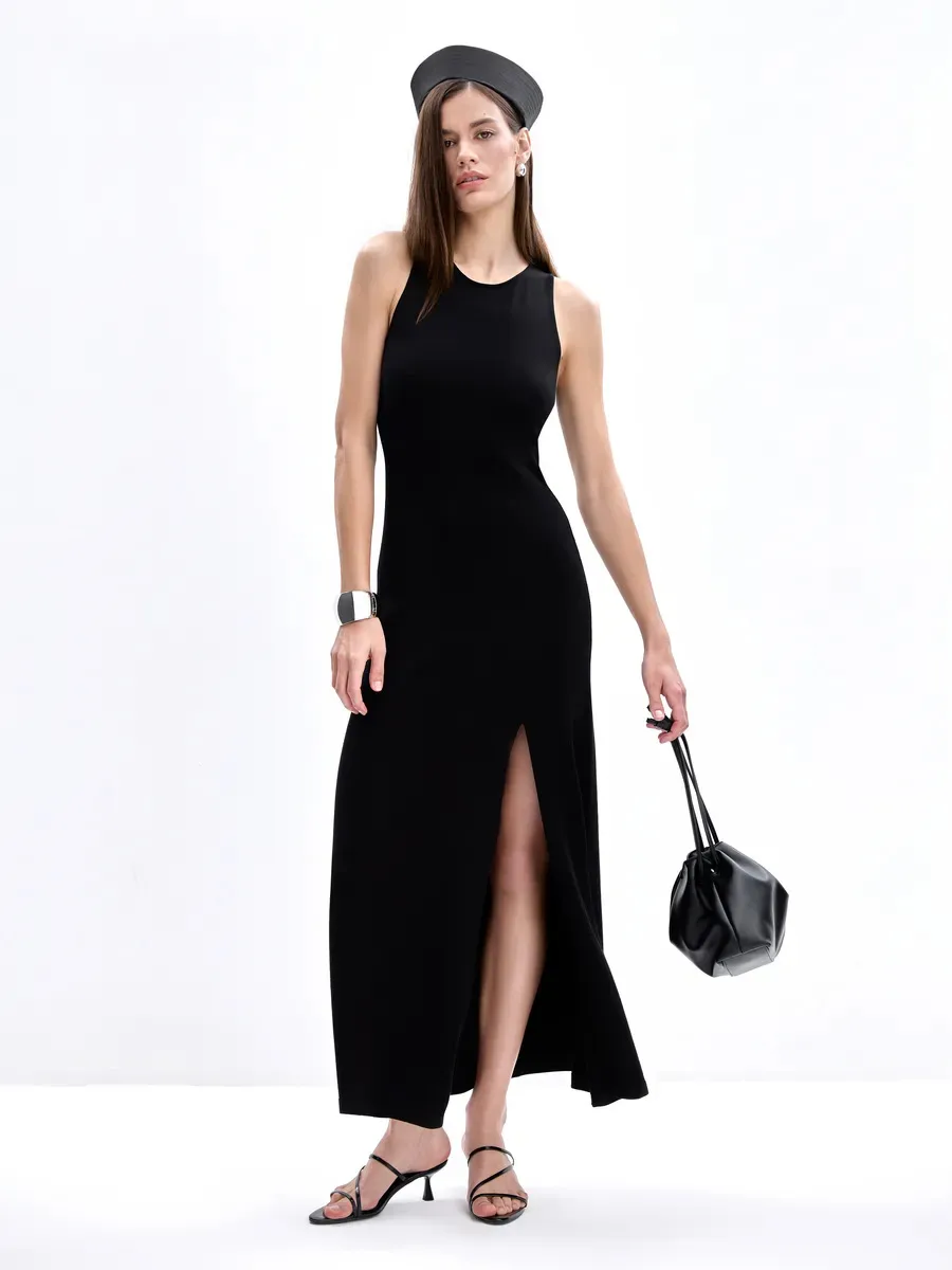 Elegant Long Sleeveless Warm Dress Autumn Winter European Style Fashion Casual High Quality Fabric Comfortable Fit Women's Dress display picture 10