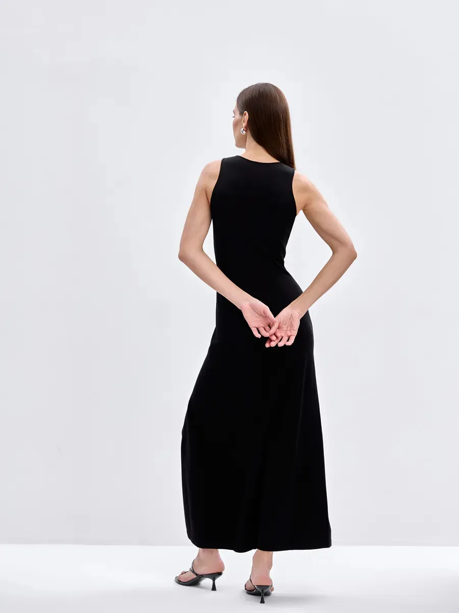 Elegant Long Sleeveless Warm Dress Autumn Winter European Style Fashion Casual High Quality Fabric Comfortable Fit Women's Dress display picture 13