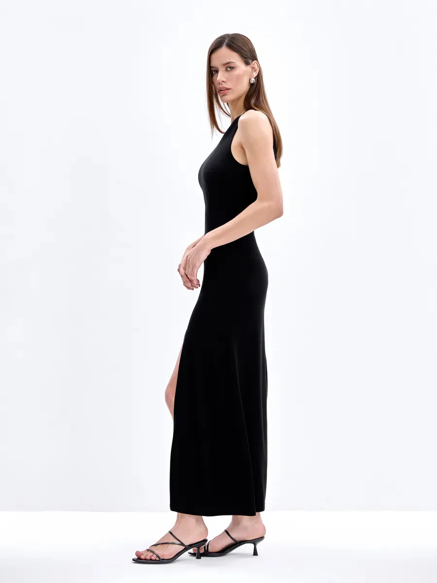 Elegant Long Sleeveless Warm Dress Autumn Winter European Style Fashion Casual High Quality Fabric Comfortable Fit Women's Dress display picture 16