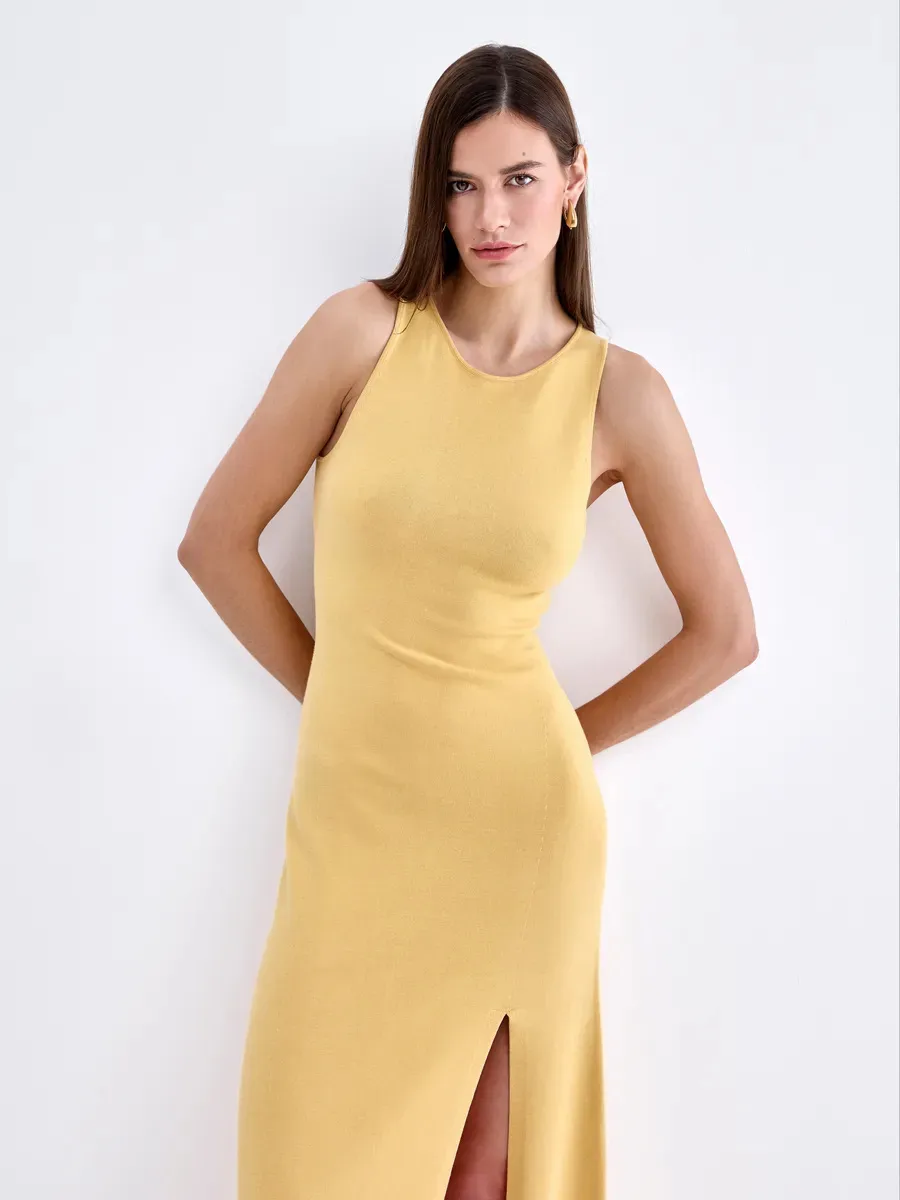 Elegant Long Sleeveless Warm Dress Autumn Winter European Style Fashion Casual High Quality Fabric Comfortable Fit Women's Dress display picture 20