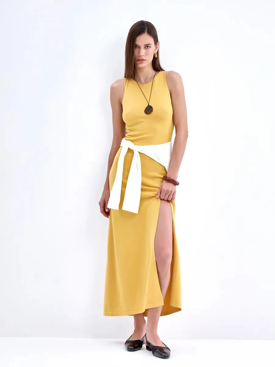 Elegant Long Sleeveless Warm Dress Autumn Winter European Style Fashion Casual High Quality Fabric Comfortable Fit Women's Dress display picture 21