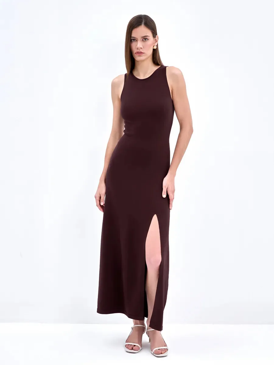 Elegant Long Sleeveless Warm Dress Autumn Winter European Style Fashion Casual High Quality Fabric Comfortable Fit Women's Dress display picture 31