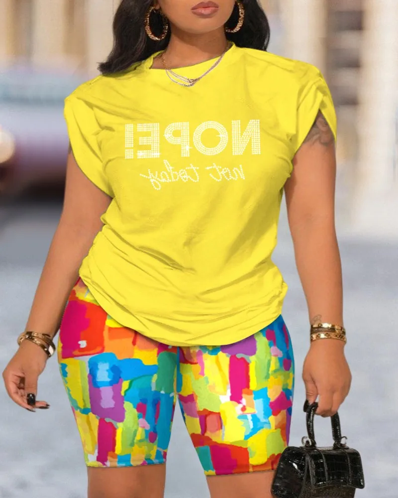 Summer  Women's Fashion Casual Set Round Neck Short Sleeve Digital Printing Polyester Polyester Fiber Street Style Senior Street Style display picture 9