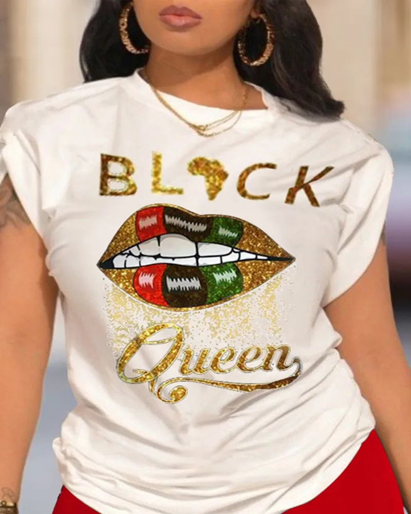 Summer  Women's Fashion Casual Set Round Neck Short Sleeve Digital Printing Polyester Polyester Fiber Street Style Senior Street Style display picture 22