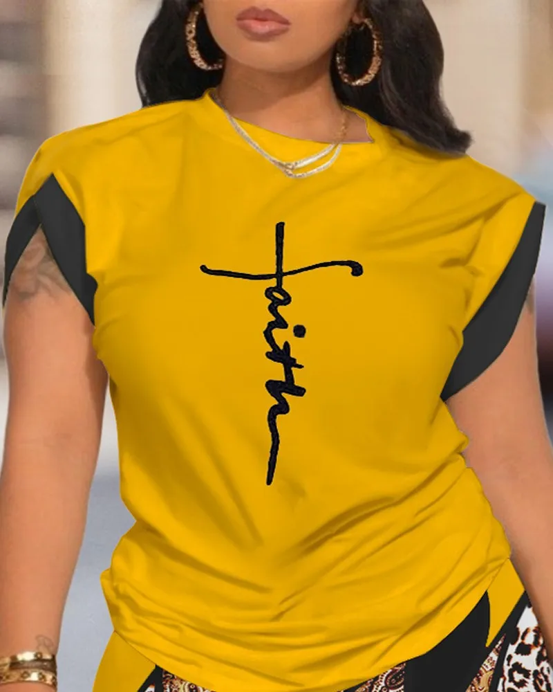 Summer  Women's Fashion Casual Set Round Neck Short Sleeve Digital Printing Polyester Polyester Fiber Street Style Senior Street Style display picture 36