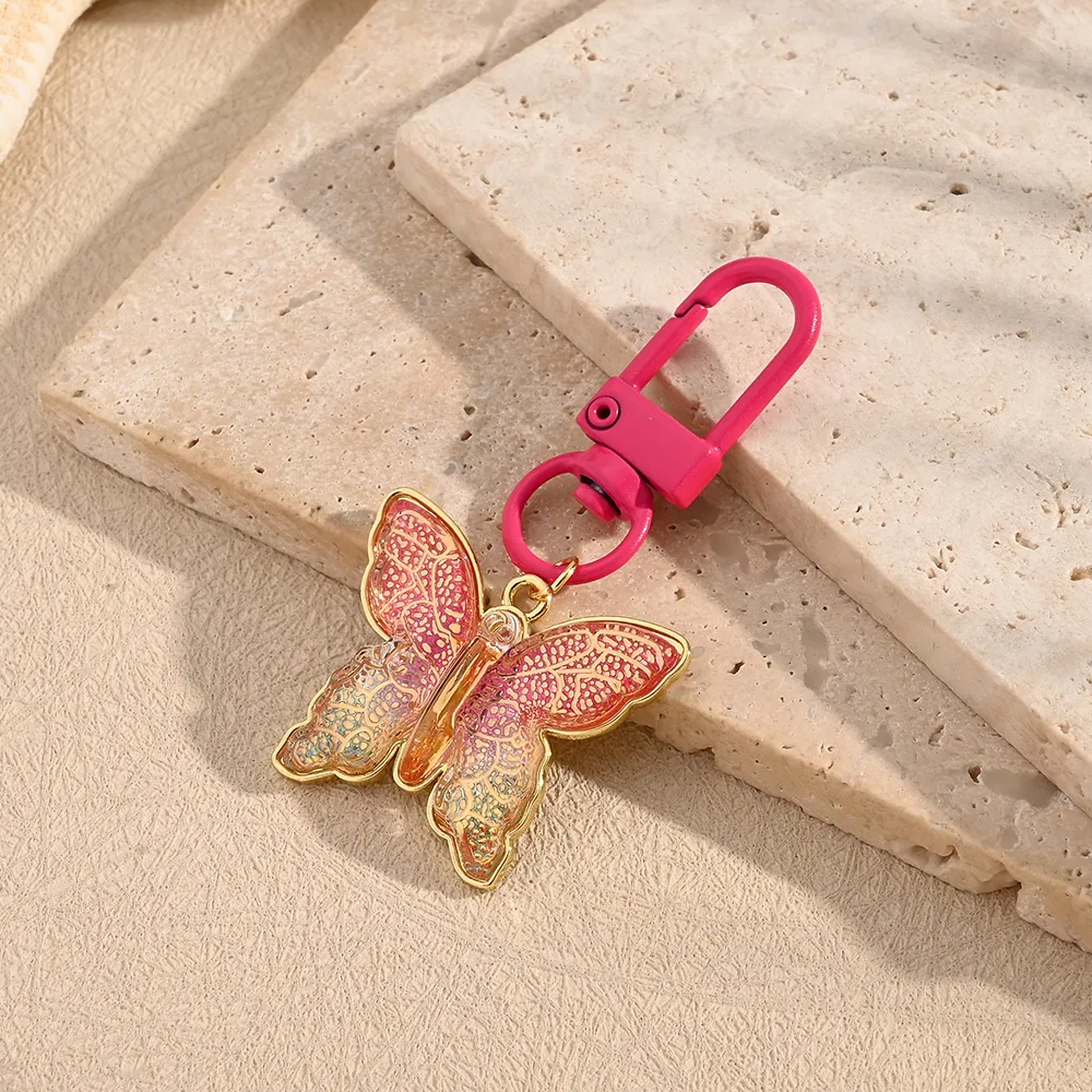Polished Resin Butterfly Keychains Electroplated Copper Neutral Keyring Modern Style Artistic Key Accessories For Men And Women display picture 5