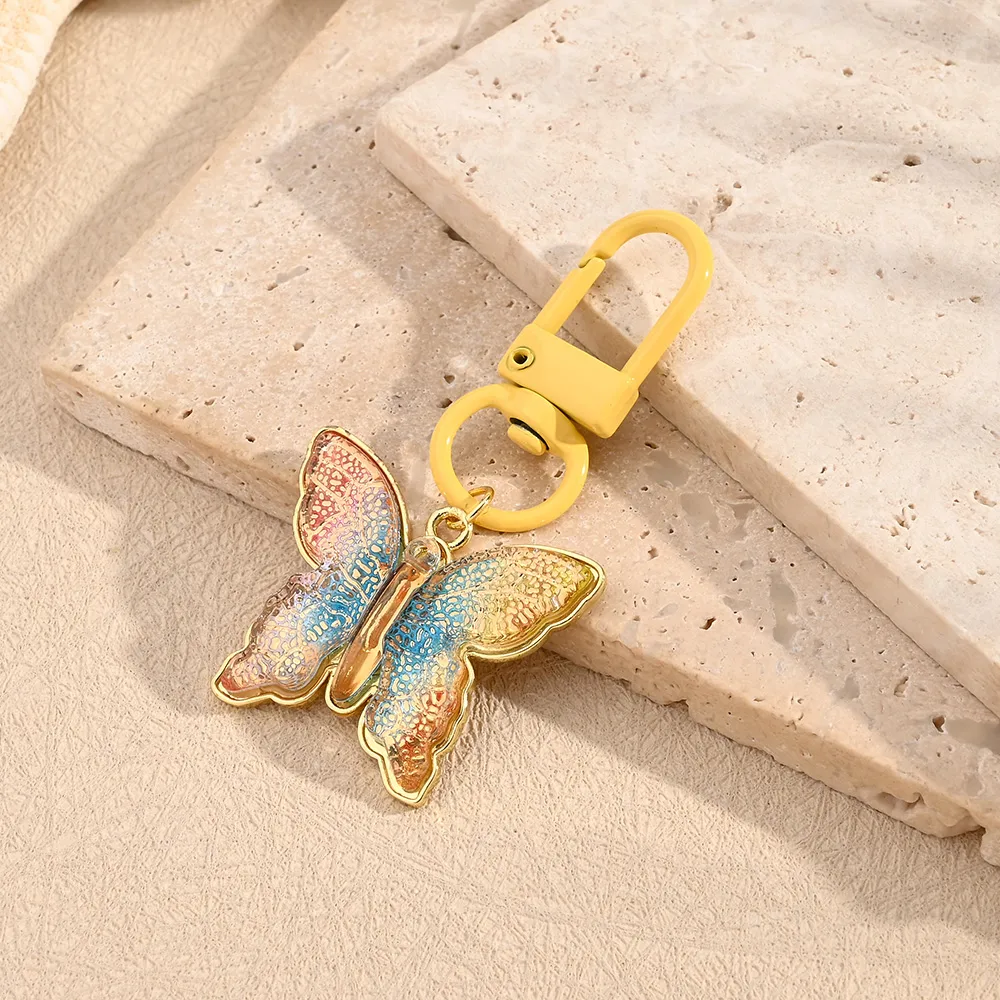 Polished Resin Butterfly Keychains Electroplated Copper Neutral Keyring Modern Style Artistic Key Accessories For Men And Women display picture 2