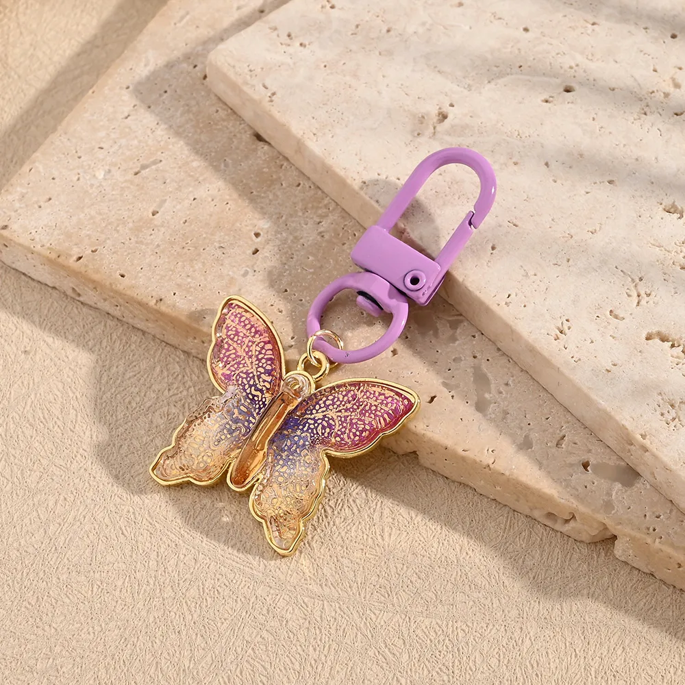 Polished Resin Butterfly Keychains Electroplated Copper Neutral Keyring Modern Style Artistic Key Accessories For Men And Women display picture 7