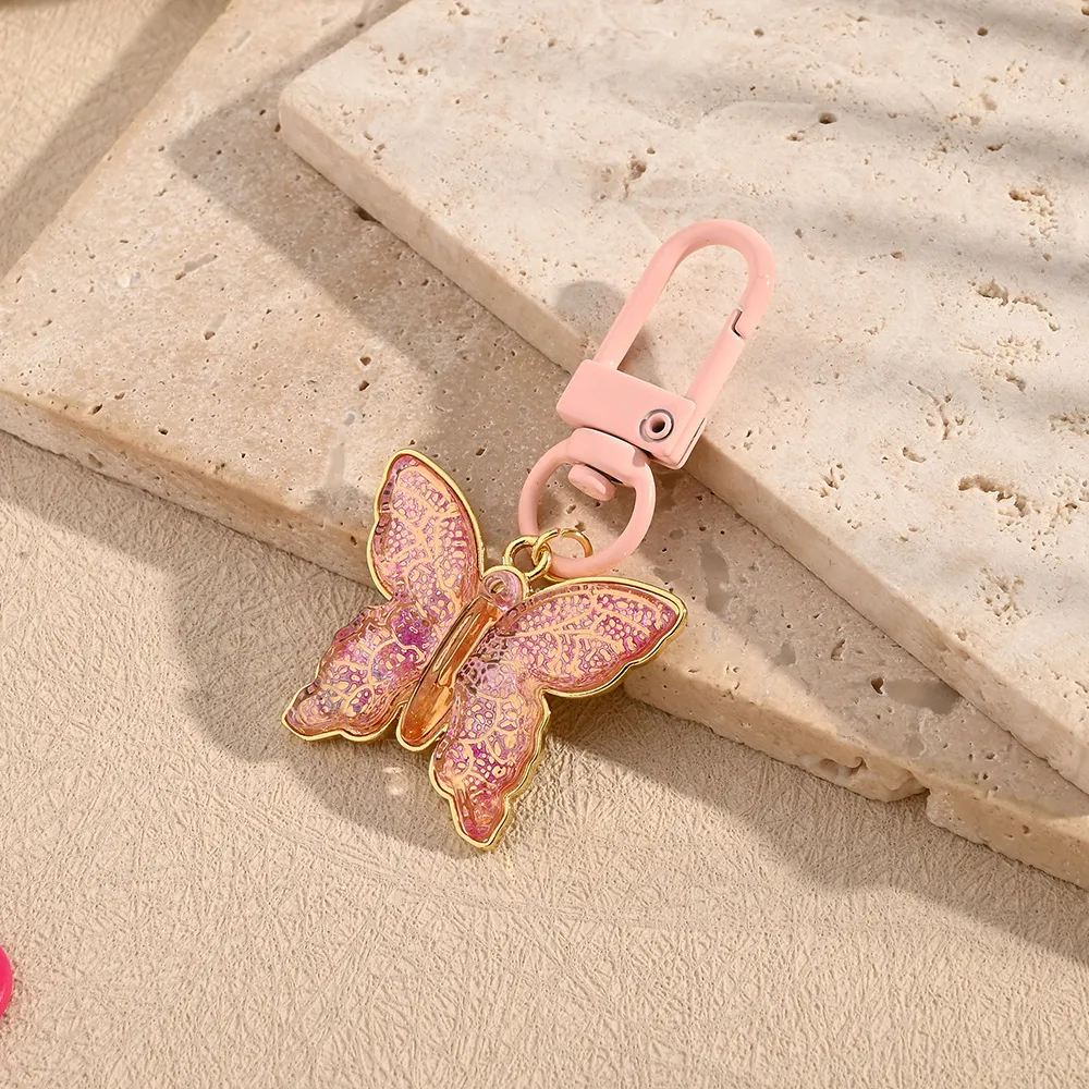 Polished Resin Butterfly Keychains Electroplated Copper Neutral Keyring Modern Style Artistic Key Accessories For Men And Women display picture 8