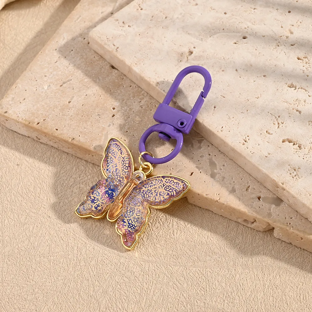 Polished Resin Butterfly Keychains Electroplated Copper Neutral Keyring Modern Style Artistic Key Accessories For Men And Women display picture 4