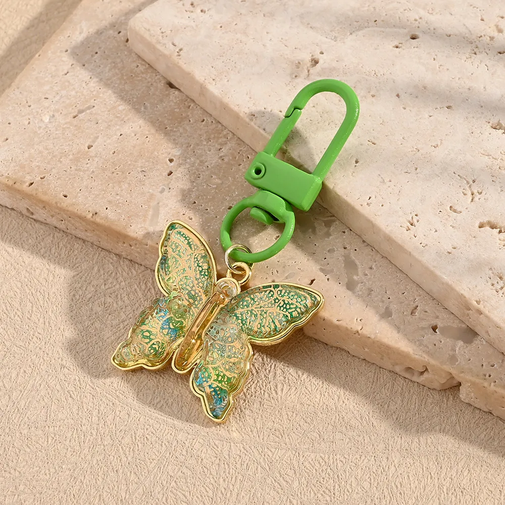 Polished Resin Butterfly Keychains Electroplated Copper Neutral Keyring Modern Style Artistic Key Accessories For Men And Women display picture 6