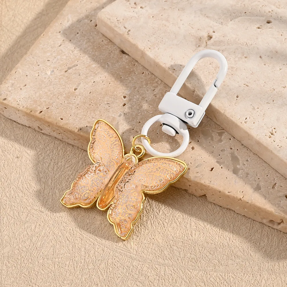 Polished Resin Butterfly Keychains Electroplated Copper Neutral Keyring Modern Style Artistic Key Accessories For Men And Women display picture 9