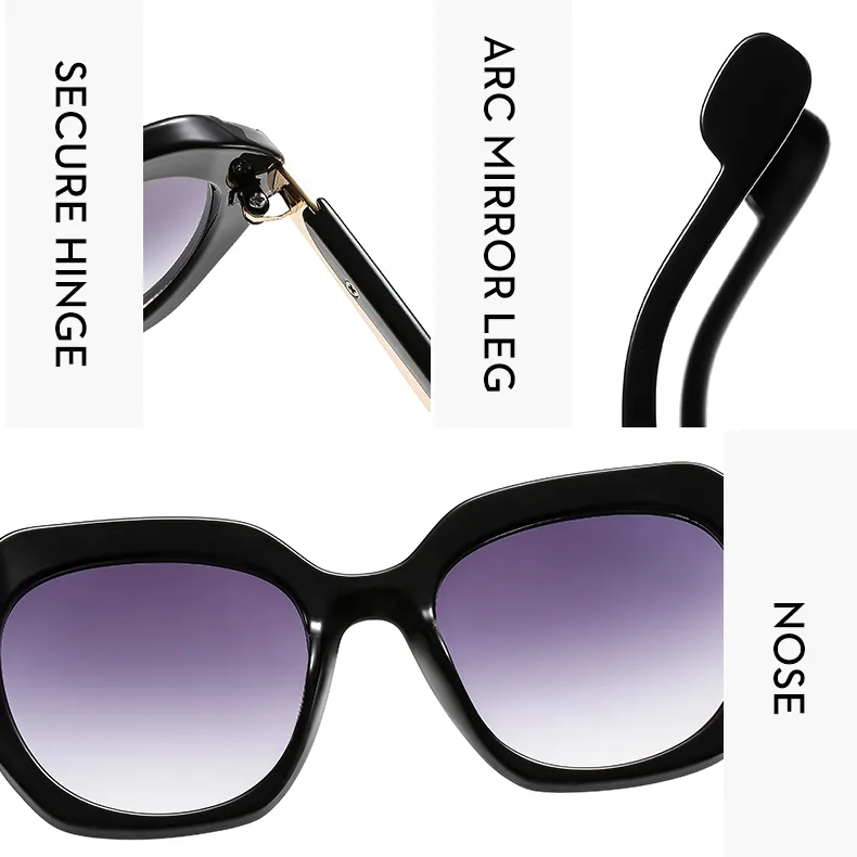 Fashionable Color Block Sunscreen Sunglasses For Women Casual Elegant Style Blue Light Blocking All Seasons Suitable Square Frame display picture 5