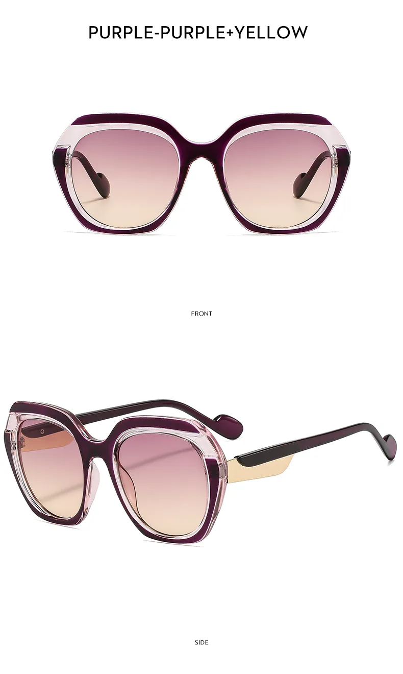 Fashionable Color Block Sunscreen Sunglasses For Women Casual Elegant Style Blue Light Blocking All Seasons Suitable Square Frame display picture 12