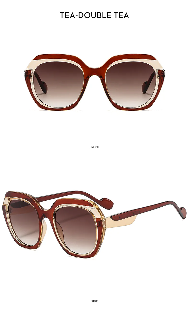 Fashionable Color Block Sunscreen Sunglasses For Women Casual Elegant Style Blue Light Blocking All Seasons Suitable Square Frame display picture 22
