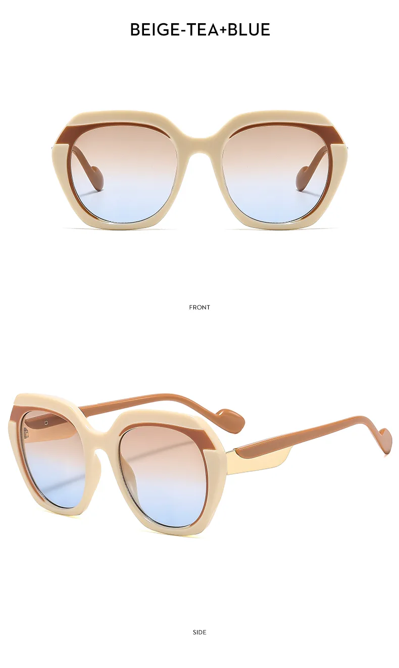 Fashionable Color Block Sunscreen Sunglasses For Women Casual Elegant Style Blue Light Blocking All Seasons Suitable Square Frame display picture 14