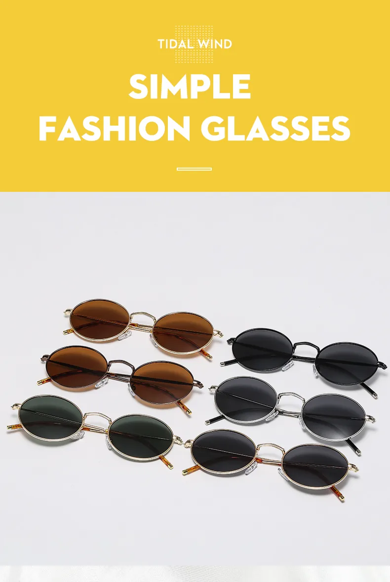 Fashionable Unisex Metal Material UV Protection Sunglasses Oval Frame Full Frame Casual Style Suitable For All Seasons display picture 15