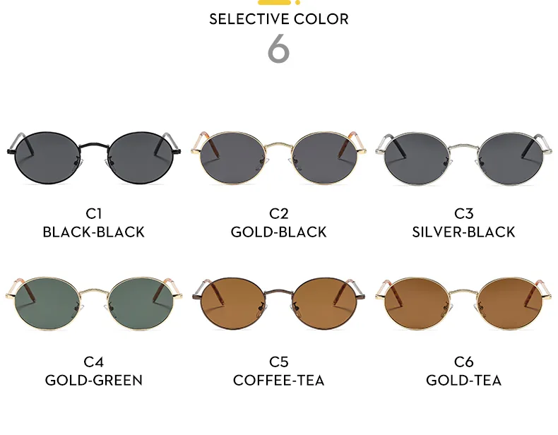 Fashionable Unisex Metal Material UV Protection Sunglasses Oval Frame Full Frame Casual Style Suitable For All Seasons display picture 8