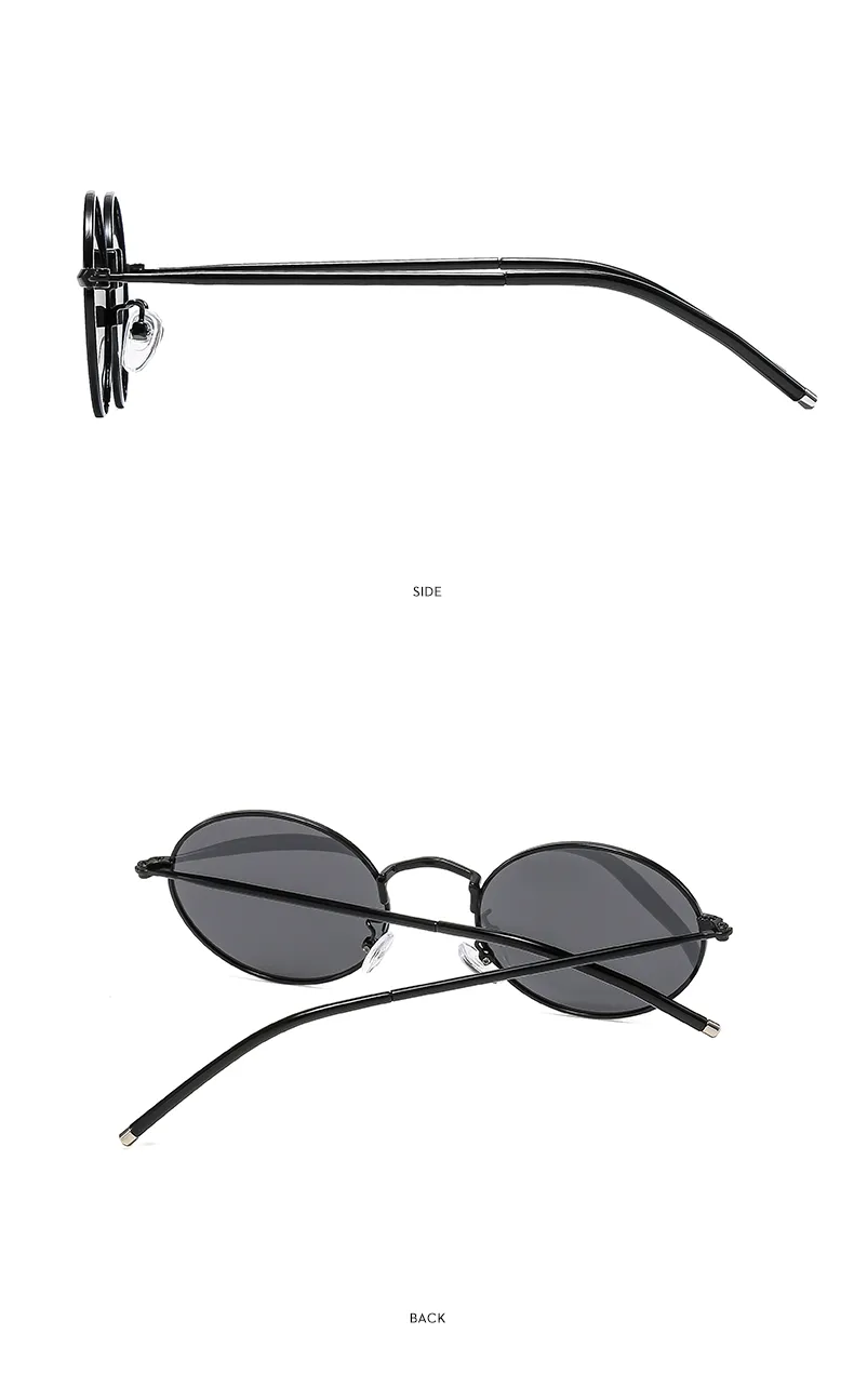 Fashionable Unisex Metal Material UV Protection Sunglasses Oval Frame Full Frame Casual Style Suitable For All Seasons display picture 9
