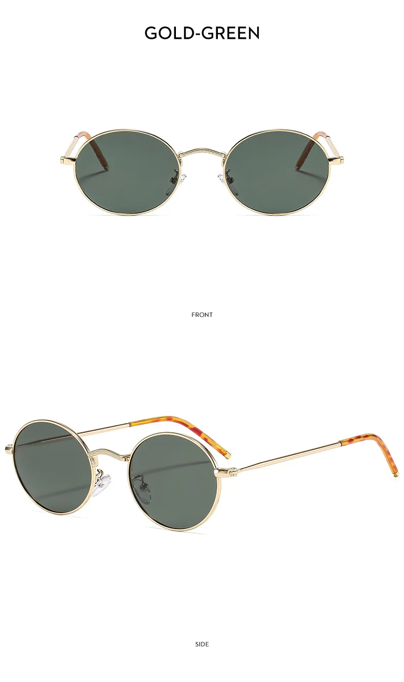 Fashionable Unisex Metal Material UV Protection Sunglasses Oval Frame Full Frame Casual Style Suitable For All Seasons display picture 13
