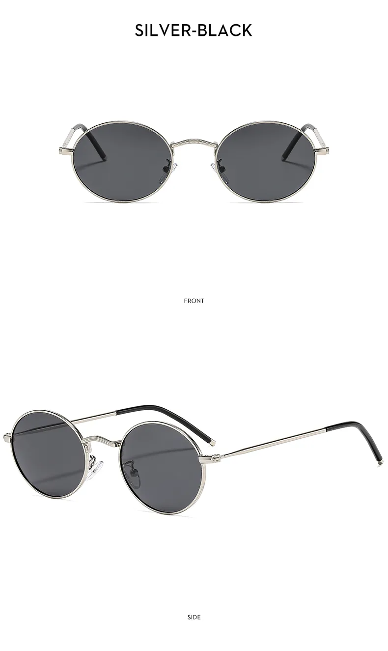 Fashionable Unisex Metal Material UV Protection Sunglasses Oval Frame Full Frame Casual Style Suitable For All Seasons display picture 6