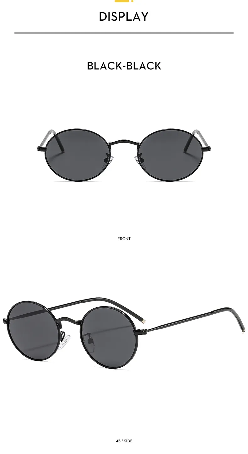 Fashionable Unisex Metal Material UV Protection Sunglasses Oval Frame Full Frame Casual Style Suitable For All Seasons display picture 5
