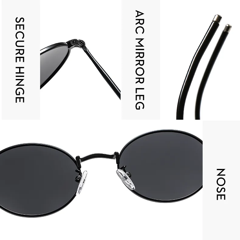 Fashionable Unisex Metal Material UV Protection Sunglasses Oval Frame Full Frame Casual Style Suitable For All Seasons display picture 7