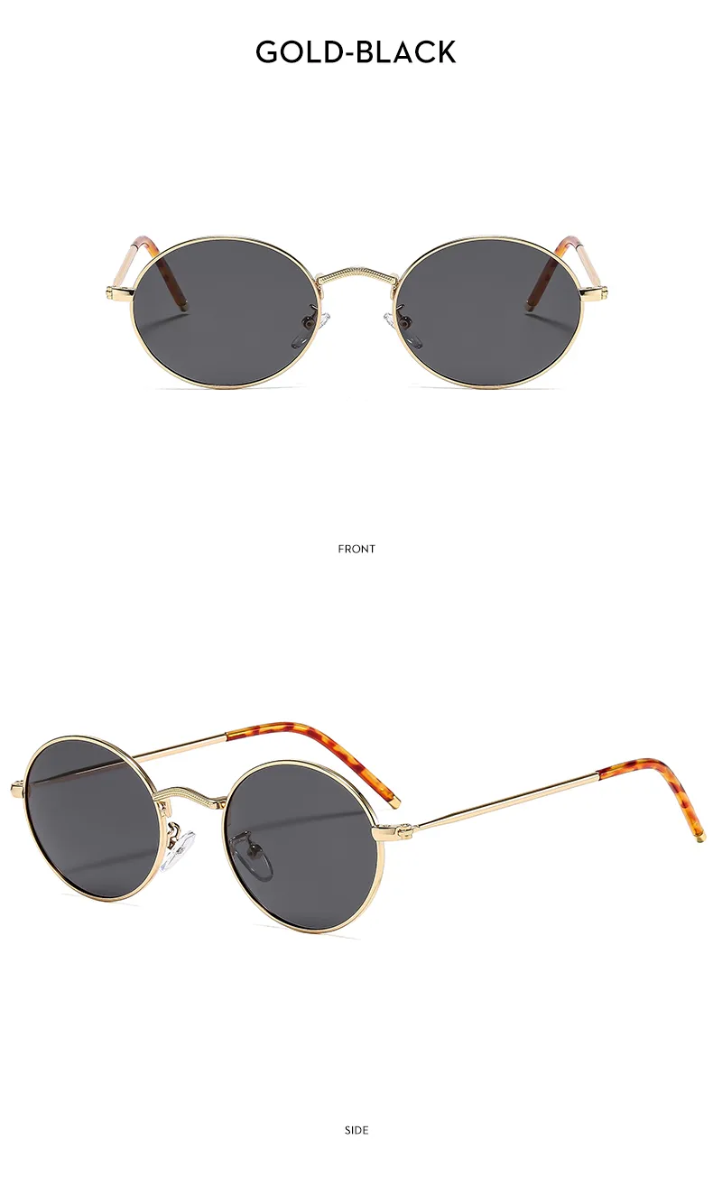 Fashionable Unisex Metal Material UV Protection Sunglasses Oval Frame Full Frame Casual Style Suitable For All Seasons display picture 10