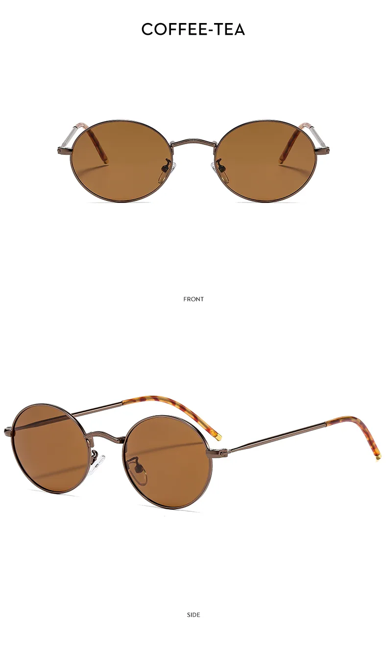 Fashionable Unisex Metal Material UV Protection Sunglasses Oval Frame Full Frame Casual Style Suitable For All Seasons display picture 12