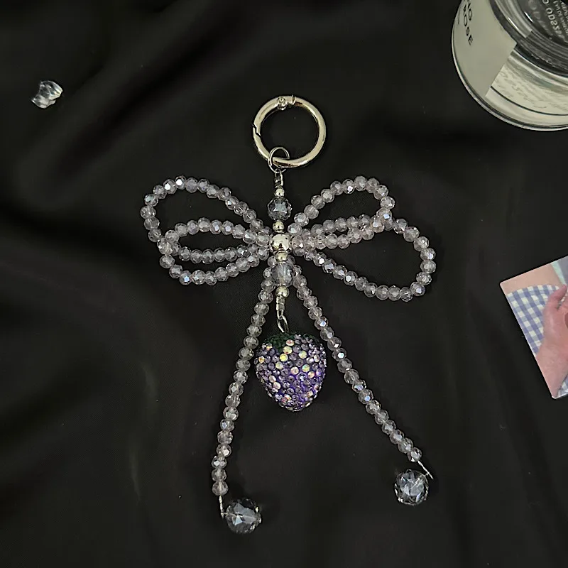 Beaded Bow Phone For Girls Pendant Keychain Earphone Bag Camera Decoration Alloy Jewelry Accessories display picture 3