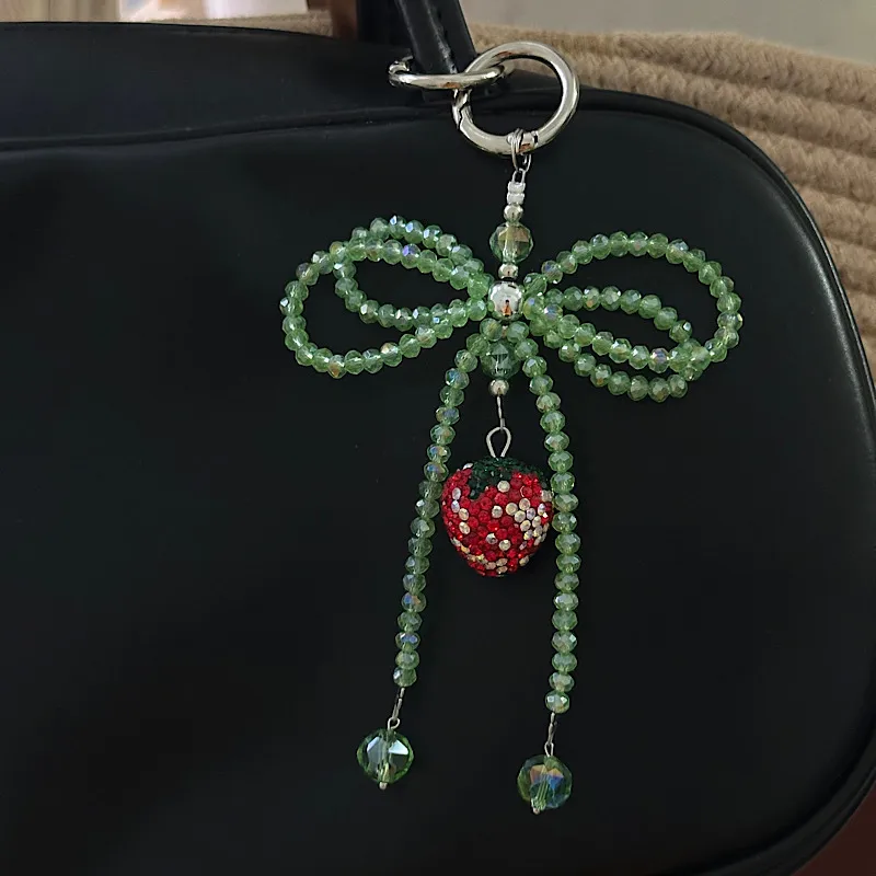 Beaded Bow Phone For Girls Pendant Keychain Earphone Bag Camera Decoration Alloy Jewelry Accessories display picture 2