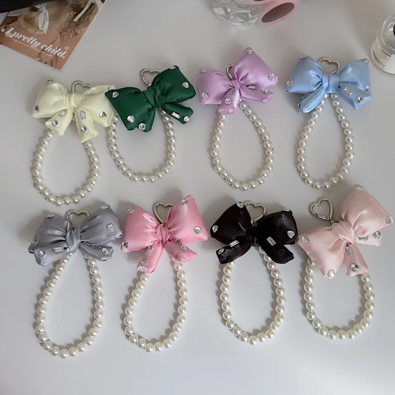 Pink Bow Pearl Bag Pendant, Beaded Handbag Stand, Jewelry Accessories display picture 1