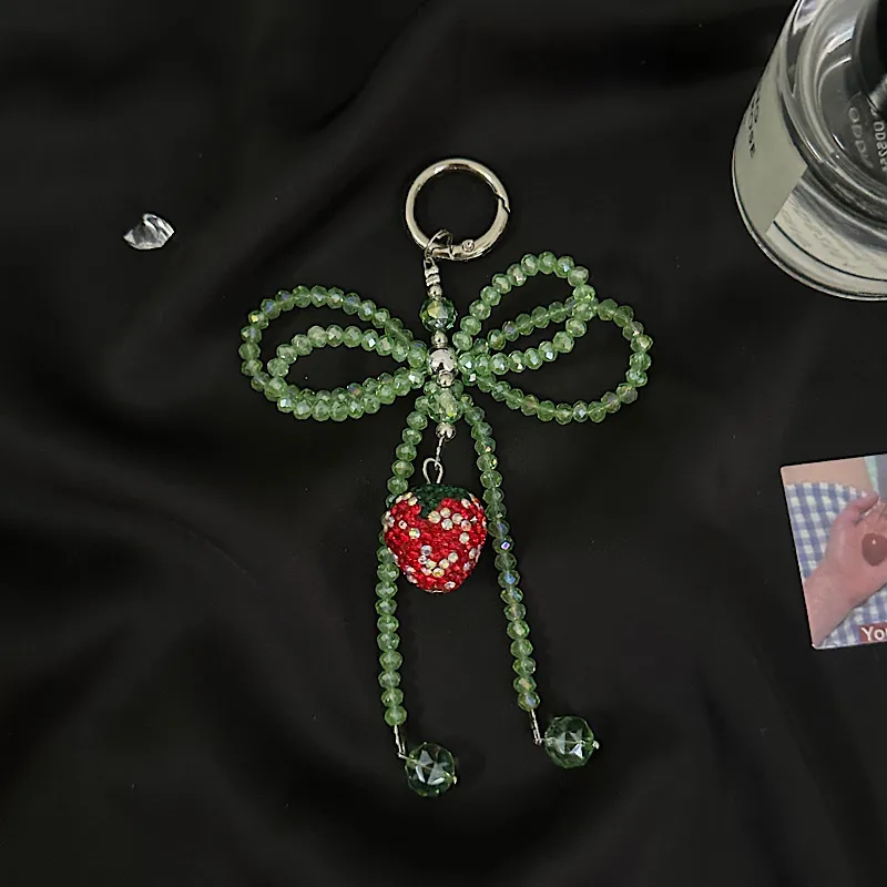 Beaded Bow Phone For Girls Pendant Keychain Earphone Bag Camera Decoration Alloy Jewelry Accessories display picture 5