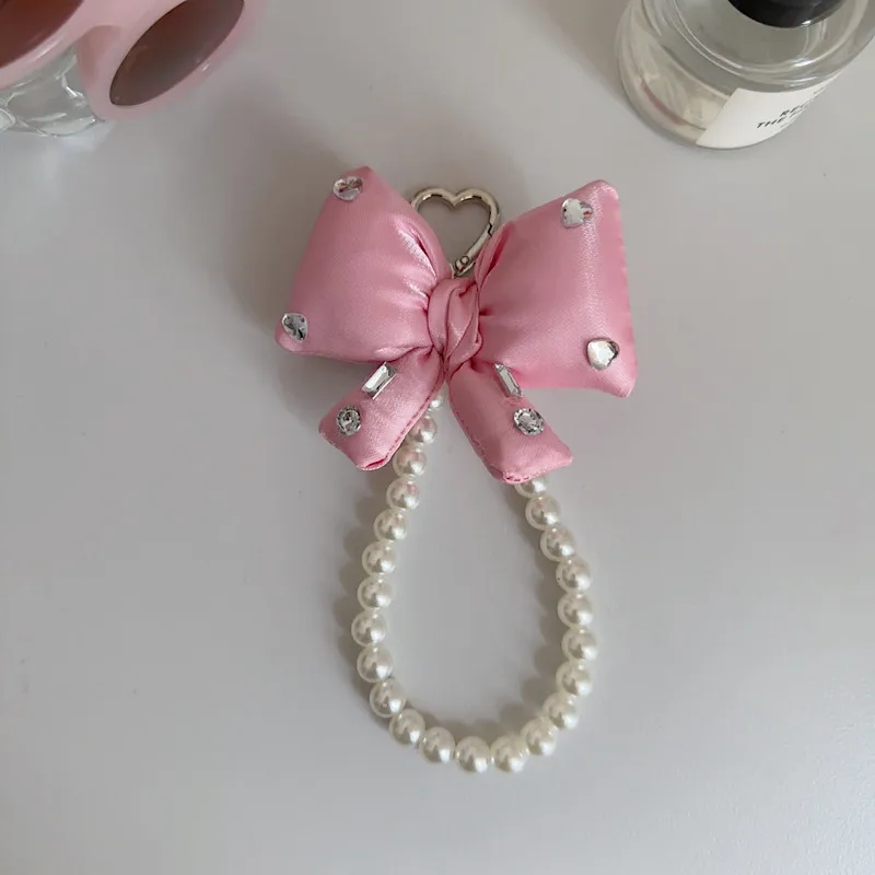 Pink Bow Pearl Bag Pendant, Beaded Handbag Stand, Jewelry Accessories display picture 3